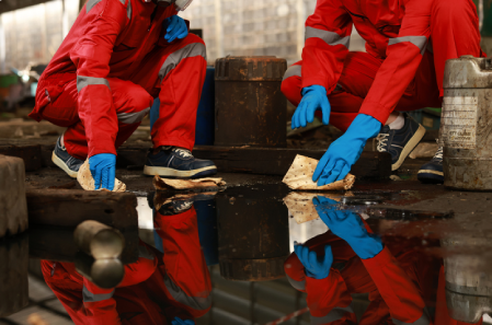 Workers Cleaning Oil Spill